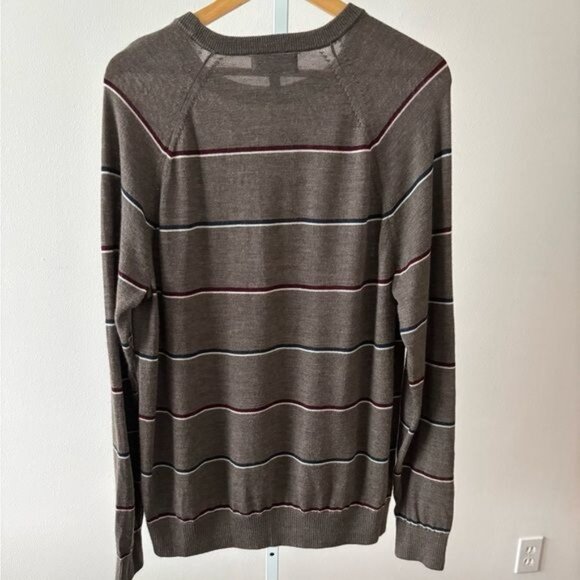 Banana Republic Sweater Men’s Large Merino Wool Striped Retro Academia Preppy - Picture 2 of 12